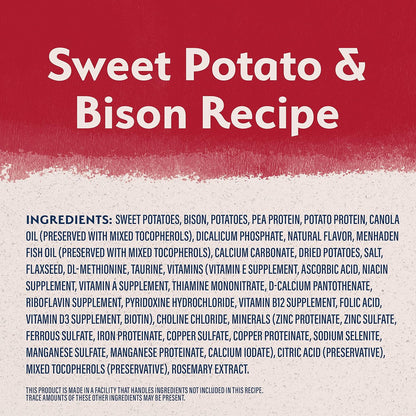 Limited Ingredient Adult Grain-Free Dry Dog Food, Reserve Sweet Potato & Bison Recipe, 4 Pound (Pack of 1)