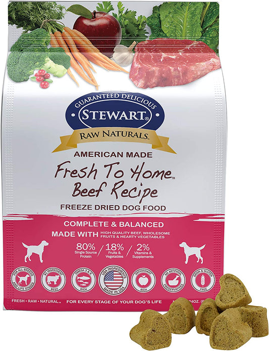 Raw Naturals Freeze Dried Dog Food Grain Free Made in USA with Beef, Fruits, & Vegetables for Fresh to Home All Natural Recipe, 24 Oz.