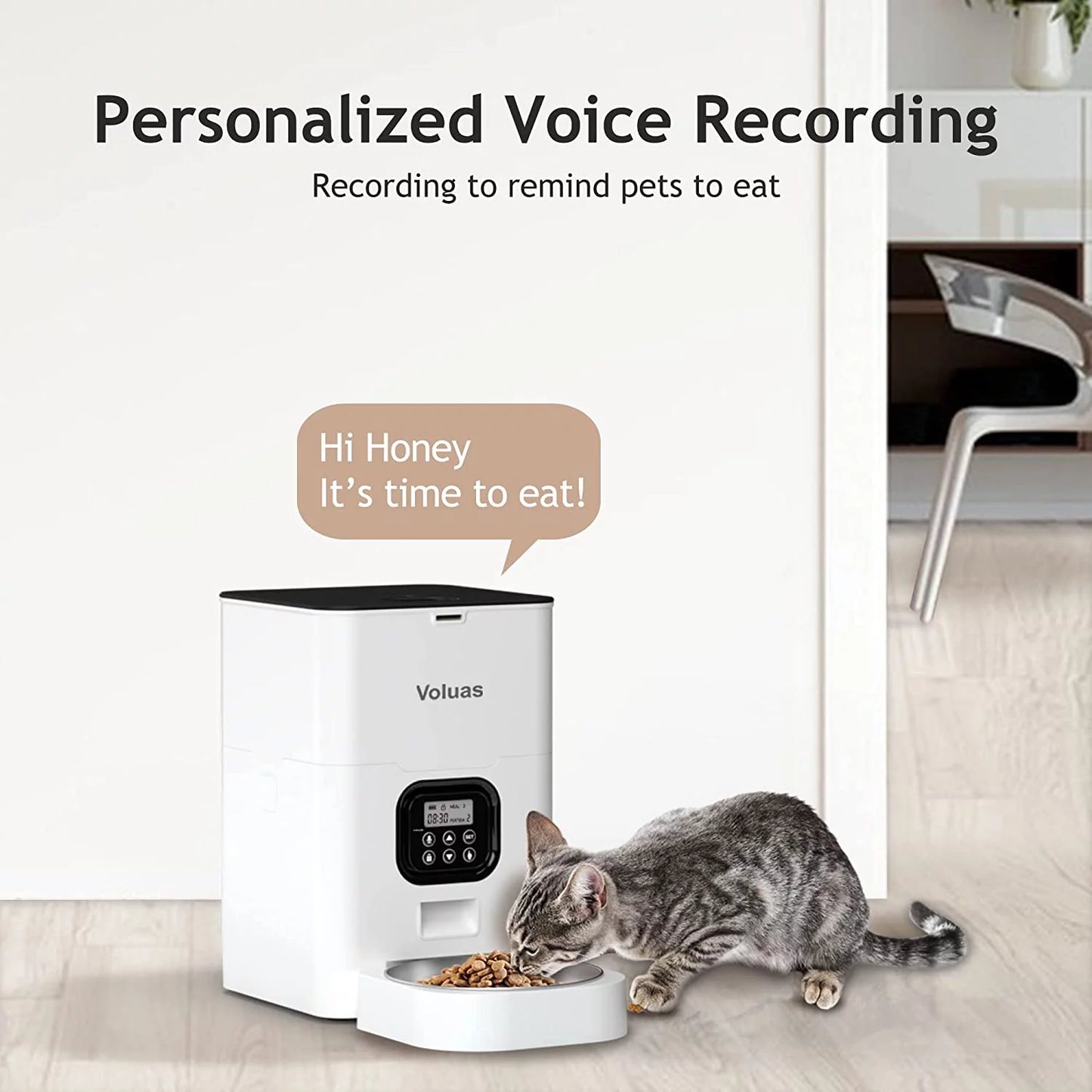 Automatic Cat Feeders - Timed Pet Feeder for Cats and Dogs with Dry Food Dispenser, Desiccant Bag, Programmable Portion Control, 4 Daily Meals, 10S Voice Recorder