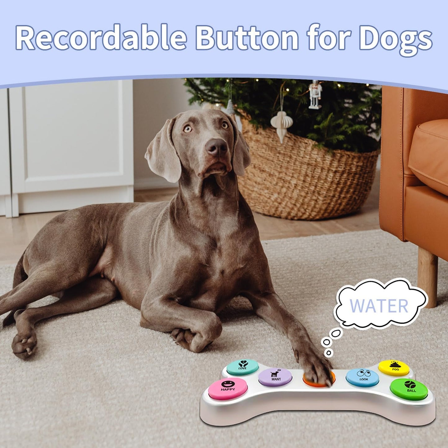 7-Colour Voice Recording Button, Dog Communication Buzzer Button for Pet Training, Button for Dog Talking, 50 Scenario Stickers, (Batteries Included)(7 Butons)