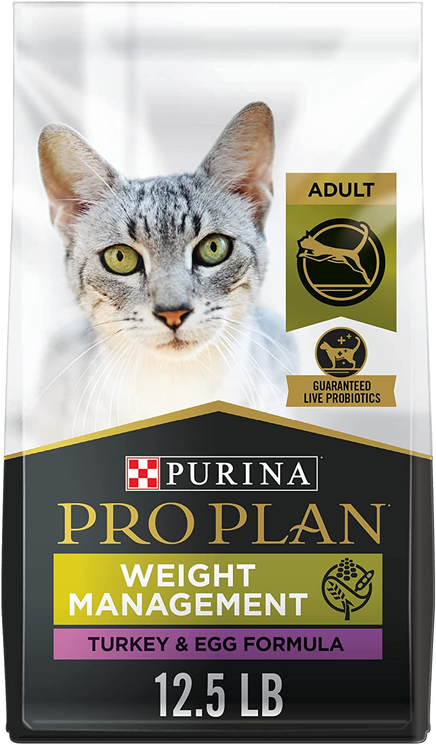 with Probiotics, Grain Free Weight Management Dry Cat Food, Turkey & Egg Formula - 12.5 Lb. Bag