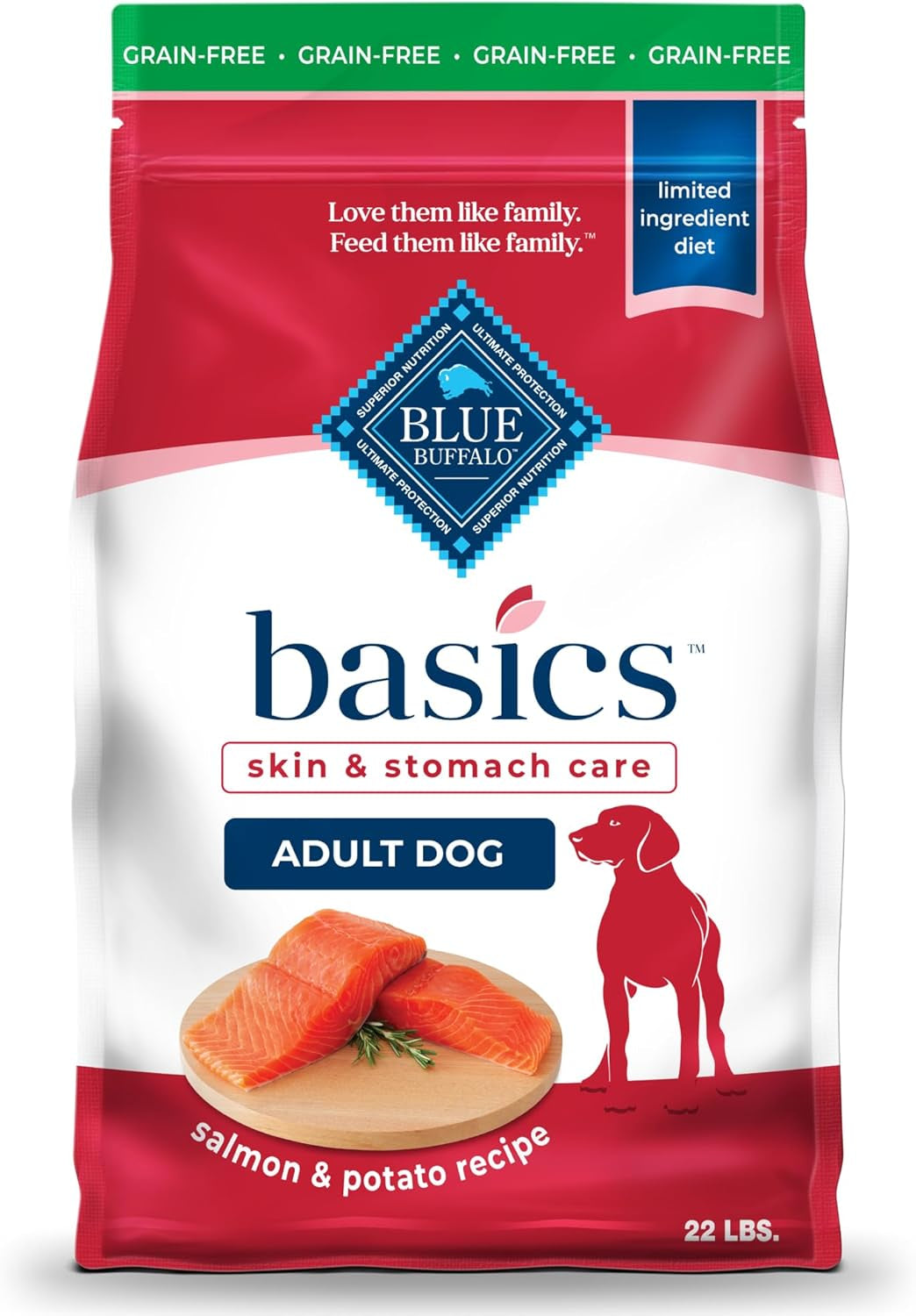 Basics Grain-Free Dry Dog Food for Adult Dogs, Limited Ingredient Diet, Salmon Recipe, 22-Lb. Bag